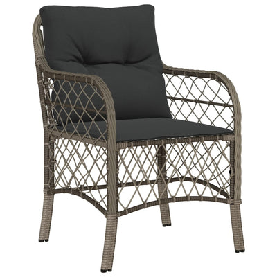 3 Piece Bistro Set with Cushions Grey Poly Rattan Payday Deals