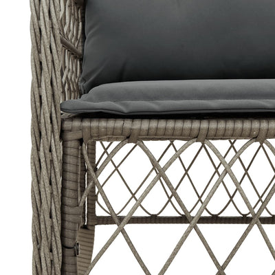 3 Piece Bistro Set with Cushions Grey Poly Rattan Payday Deals