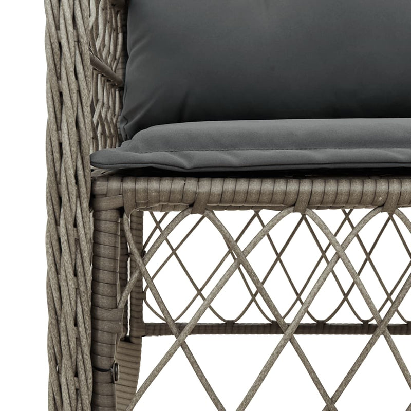 3 Piece Bistro Set with Cushions Grey Poly Rattan Payday Deals