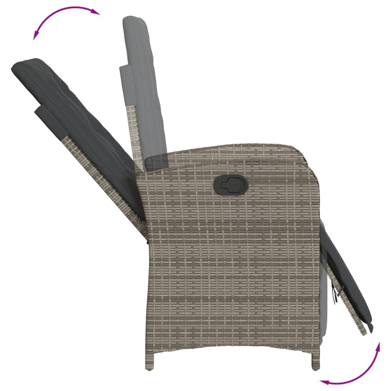 3 Piece Bistro Set with Cushions Grey Poly Rattan Payday Deals