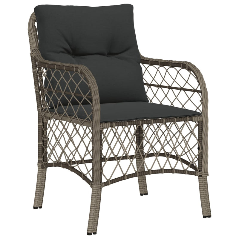 3 Piece Bistro Set with Cushions Grey Poly Rattan Payday Deals