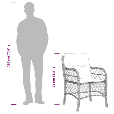3 Piece Bistro Set with Cushions Grey Poly Rattan Payday Deals
