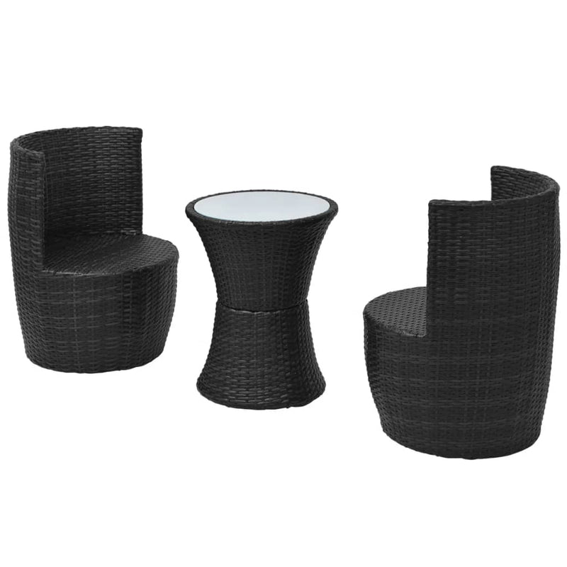 3 Piece Bistro Set with Cushions Poly Rattan Black Payday Deals