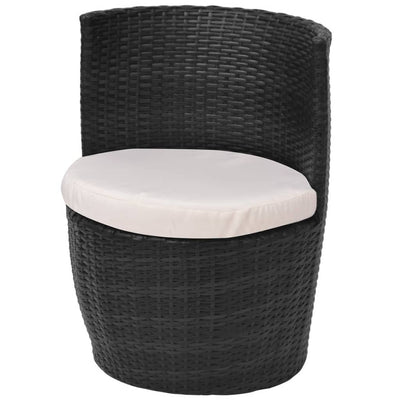 3 Piece Bistro Set with Cushions Poly Rattan Black Payday Deals