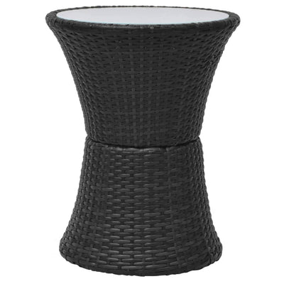 3 Piece Bistro Set with Cushions Poly Rattan Black Payday Deals