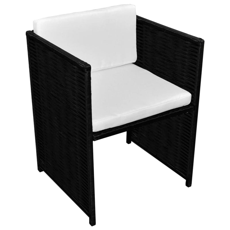 3 Piece Bistro Set with Cushions Poly Rattan Black Payday Deals