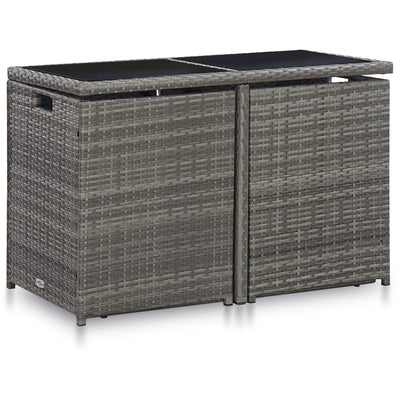 3 Piece Bistro Set with Cushions Poly Rattan Grey Payday Deals