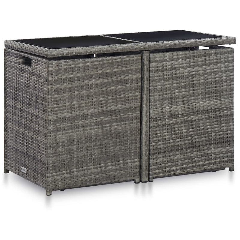 3 Piece Bistro Set with Cushions Poly Rattan Grey Payday Deals