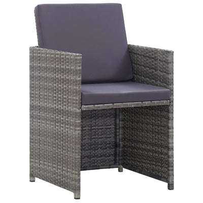 3 Piece Bistro Set with Cushions Poly Rattan Grey Payday Deals