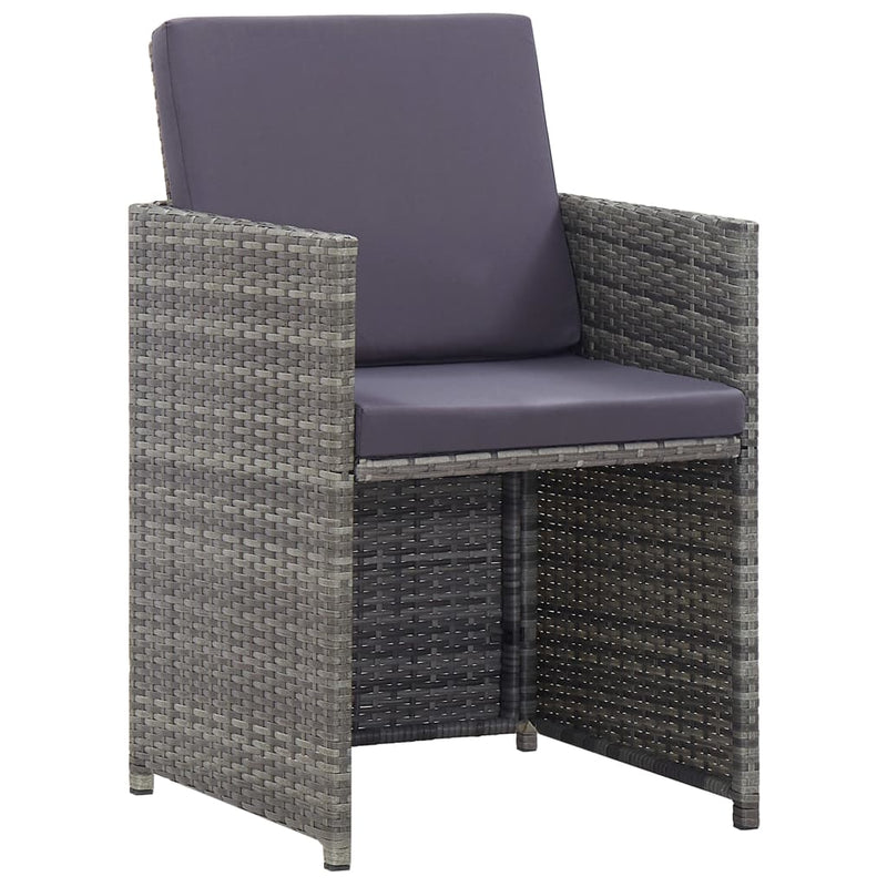 3 Piece Bistro Set with Cushions Poly Rattan Grey Payday Deals