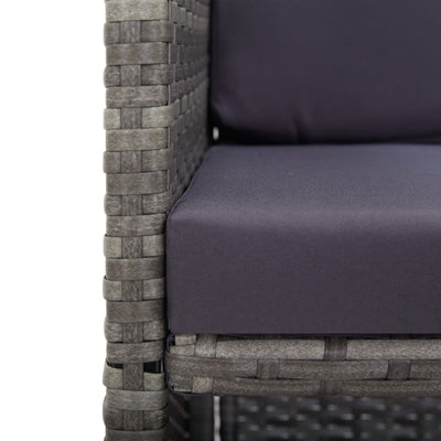 3 Piece Bistro Set with Cushions Poly Rattan Grey Payday Deals