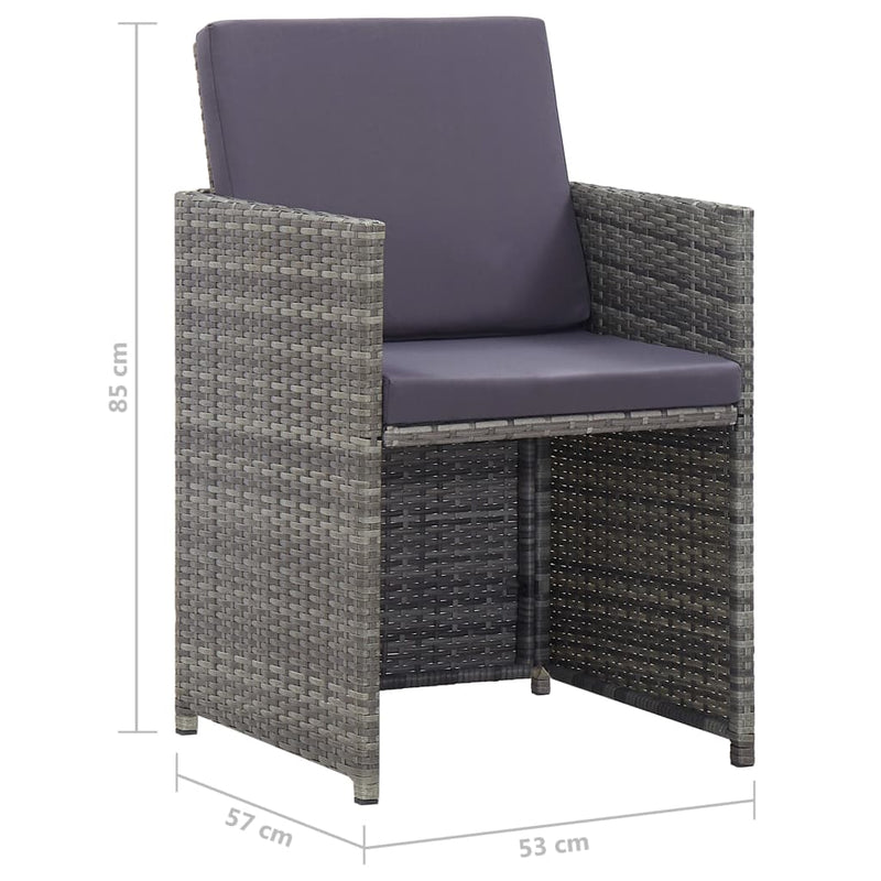 3 Piece Bistro Set with Cushions Poly Rattan Grey Payday Deals