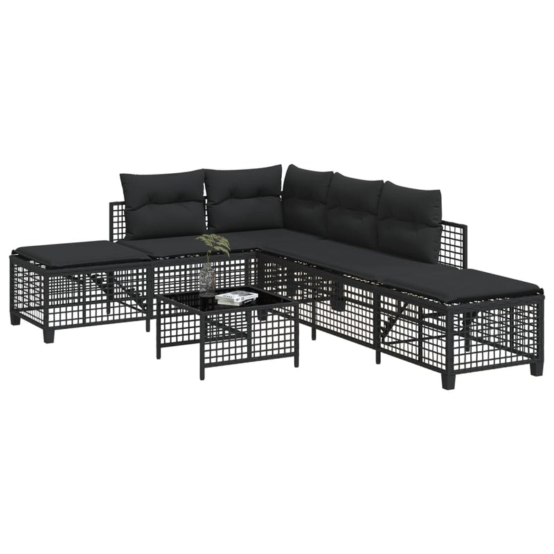 3 Piece Corner Garden Sofa Set with Cushions Black Poly Rattan Payday Deals