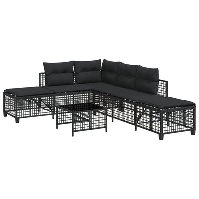 3 Piece Corner Garden Sofa Set with Cushions Black Poly Rattan Payday Deals