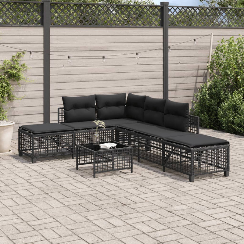 3 Piece Corner Garden Sofa Set with Cushions Black Poly Rattan Payday Deals