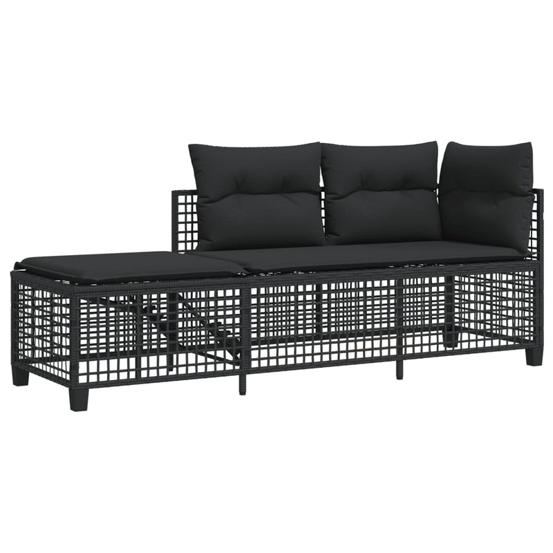 3 Piece Corner Garden Sofa Set with Cushions Black Poly Rattan Payday Deals