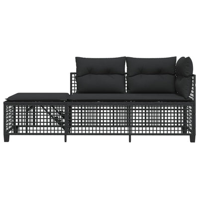 3 Piece Corner Garden Sofa Set with Cushions Black Poly Rattan Payday Deals