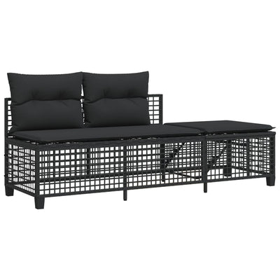 3 Piece Corner Garden Sofa Set with Cushions Black Poly Rattan Payday Deals