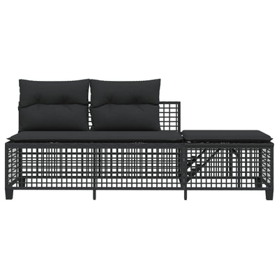 3 Piece Corner Garden Sofa Set with Cushions Black Poly Rattan Payday Deals