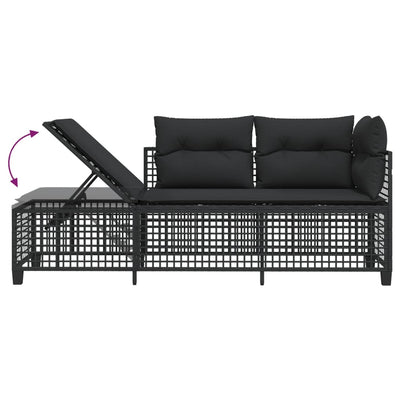 3 Piece Corner Garden Sofa Set with Cushions Black Poly Rattan Payday Deals