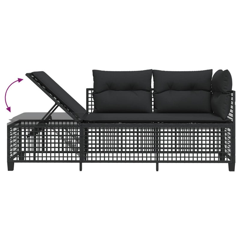 3 Piece Corner Garden Sofa Set with Cushions Black Poly Rattan Payday Deals