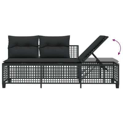 3 Piece Corner Garden Sofa Set with Cushions Black Poly Rattan Payday Deals