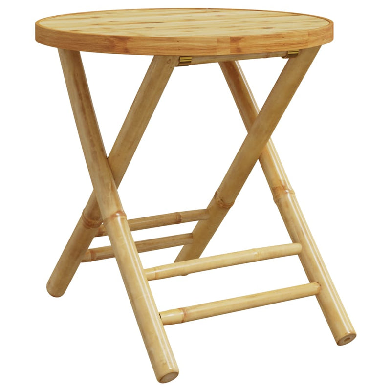 3 Piece Folding Bistro Set with Cream White Cushions Bamboo Payday Deals