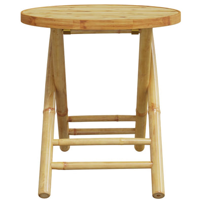 3 Piece Folding Bistro Set with Cream White Cushions Bamboo Payday Deals