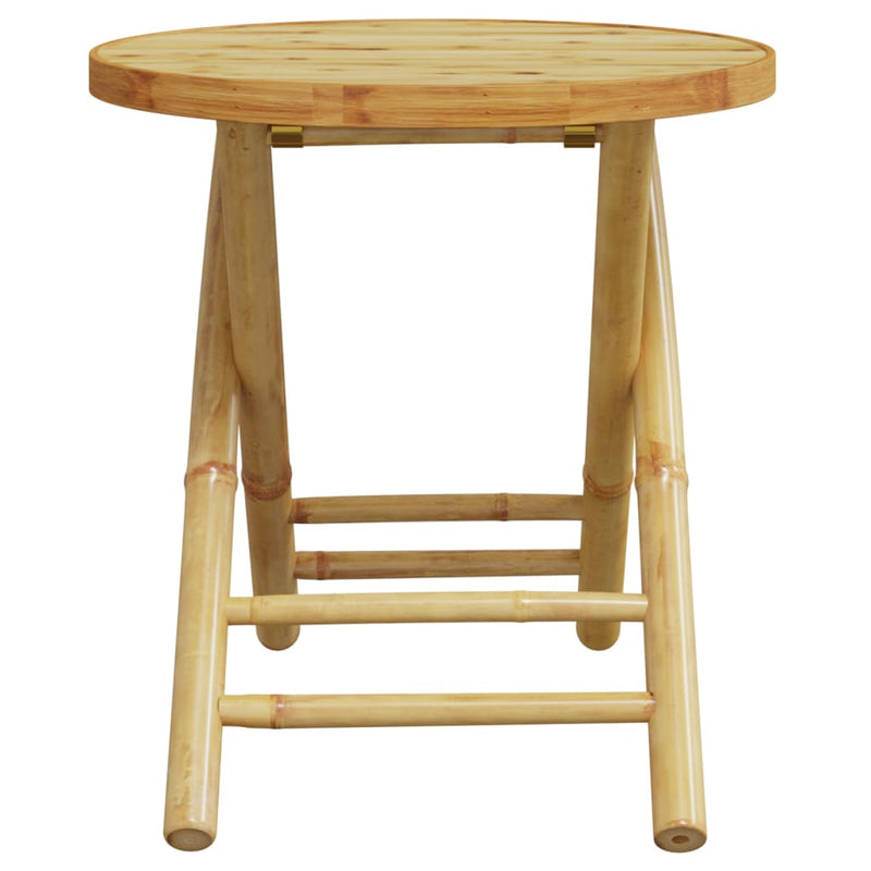 3 Piece Folding Bistro Set with Cream White Cushions Bamboo Payday Deals