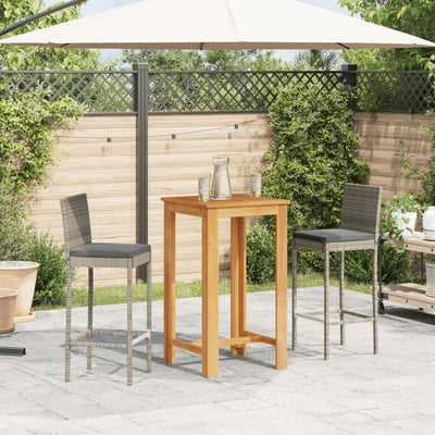 3 Piece Garden Bar Set Grey Solid Wood Acacia and Poly Rattan Payday Deals