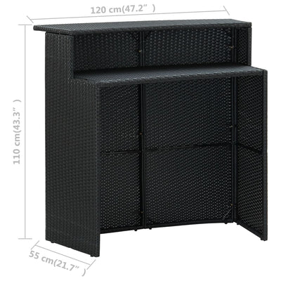 3 Piece Garden Bar Set with Cushions Black Payday Deals
