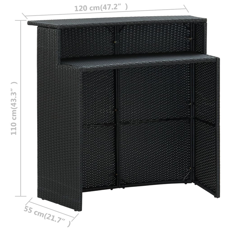 3 Piece Garden Bar Set with Cushions Black Payday Deals