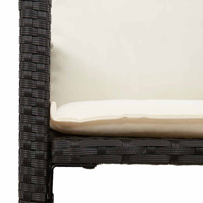 3 Piece Garden Bar Set with Cushions Black Poly Rattan Acacia Payday Deals