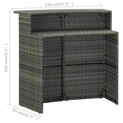 3 Piece Garden Bar Set with Cushions Grey Payday Deals