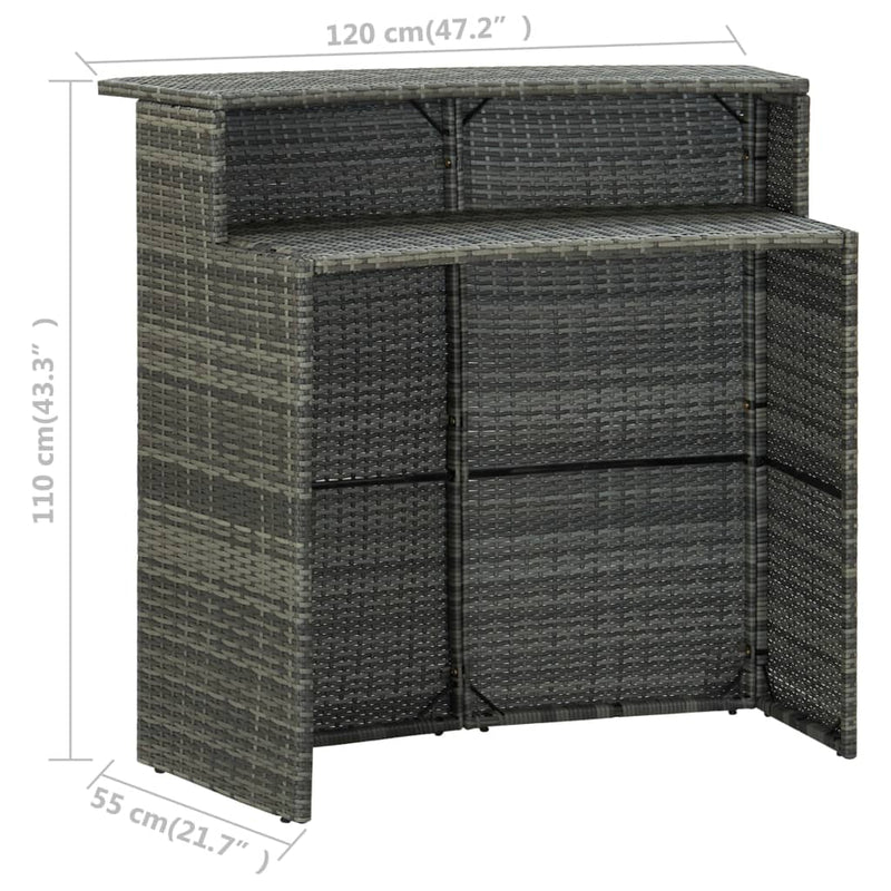 3 Piece Garden Bar Set with Cushions Grey Payday Deals