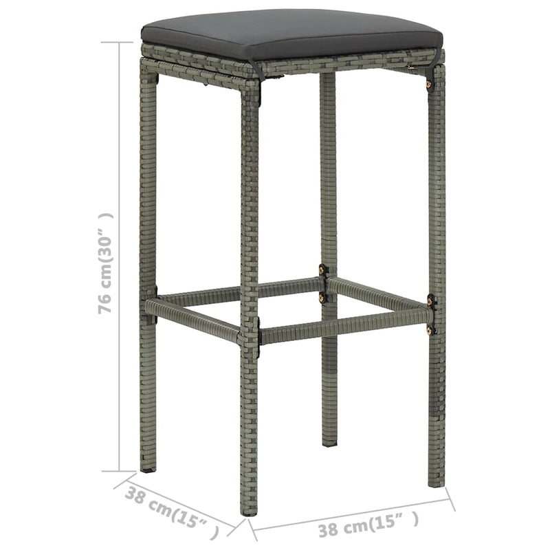 3 Piece Garden Bar Set with Cushions Grey Payday Deals