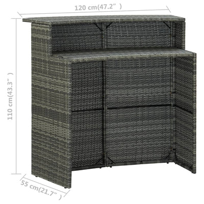 3 Piece Garden Bar Set with Cushions Grey Payday Deals