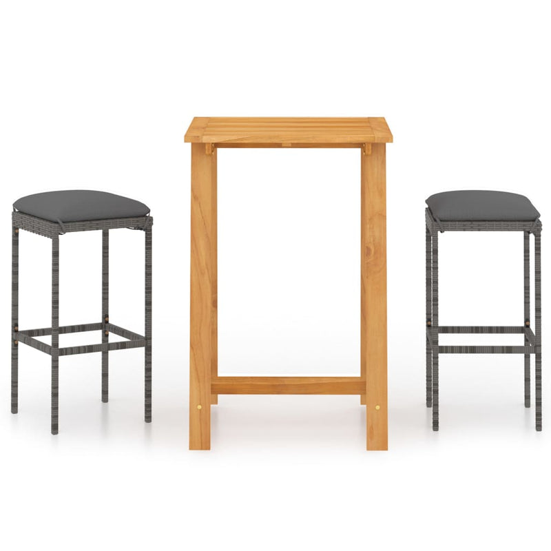 3 Piece Garden Bar Set with Cushions Grey Payday Deals