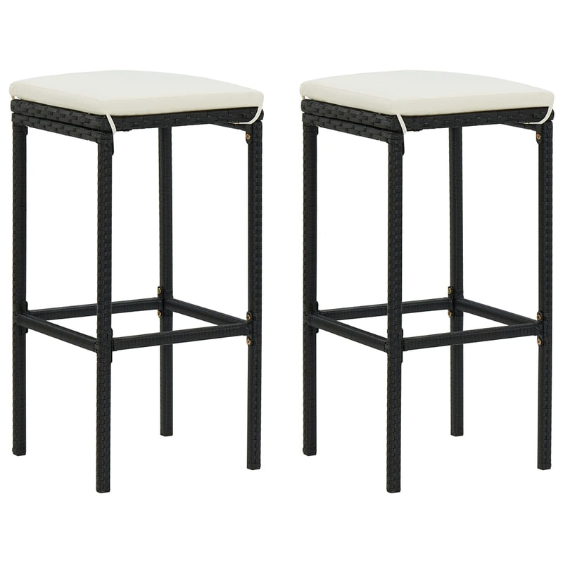 3 Piece Garden Bar Set with Cushions Poly Rattan Black Payday Deals