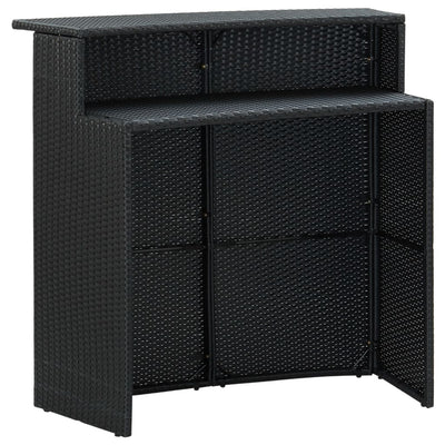 3 Piece Garden Bar Set with Cushions Poly Rattan Black Payday Deals
