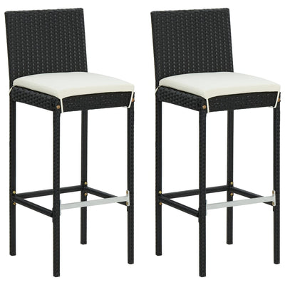 3 Piece Garden Bar Set with Cushions Poly Rattan Black Payday Deals