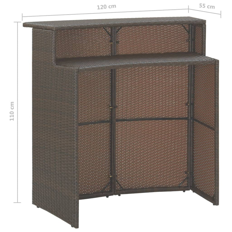 3 Piece Garden Bar Set with Cushions Poly Rattan Brown Payday Deals