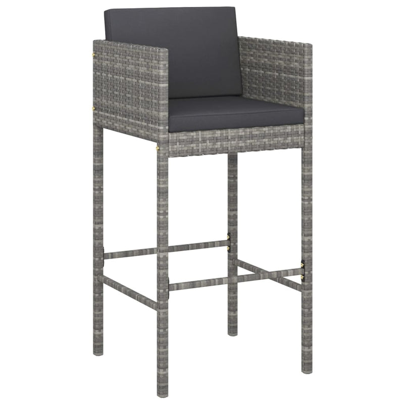 3 Piece Garden Bar Set with Cushions Poly Rattan Grey Payday Deals