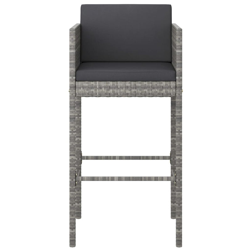 3 Piece Garden Bar Set with Cushions Poly Rattan Grey Payday Deals