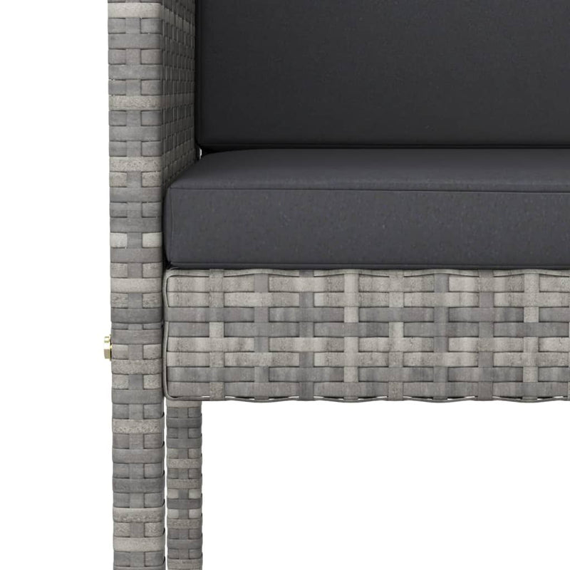 3 Piece Garden Bar Set with Cushions Poly Rattan Grey Payday Deals