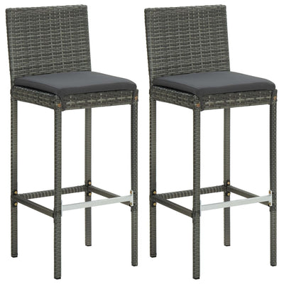 3 Piece Garden Bar Set with Cushions Poly Rattan Grey Payday Deals