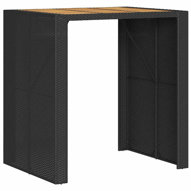 3 Piece Garden Bar Set without Cushions Black Poly Rattan Acacia Payday Deals