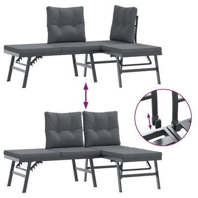 3 Piece Garden Bench Set with Cushions Black Powder-coated Steel Payday Deals