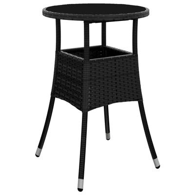 3 Piece Garden Bistro Set with Cushions Black Poly Rattan Payday Deals