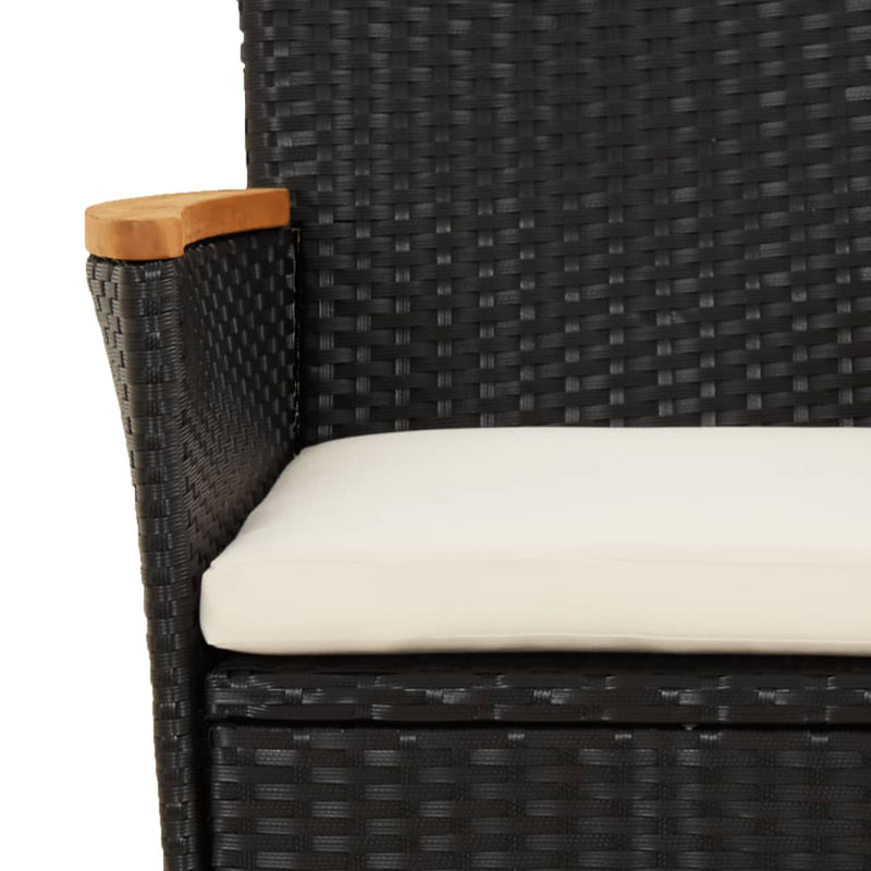3 Piece Garden Bistro Set with Cushions Black Poly Rattan Payday Deals